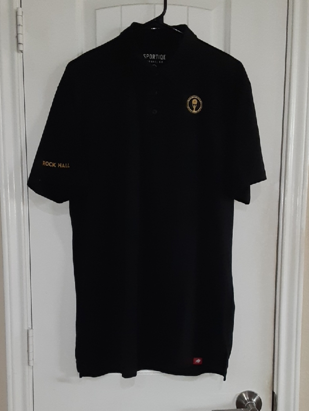 Sportique Rock & Roll Hall of Fame Black Polo Shirt - Men's Size Large L EUC